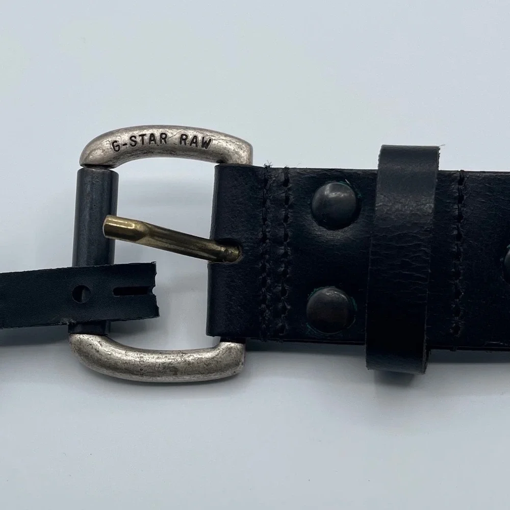 G-Star Raw Dast Belt Black Leather Roller Buckle Size 75 30 D20177-3127-990